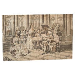 Jolie tapisserie française ancienne en jacquard de style Aubusson, par ludovico marchetti