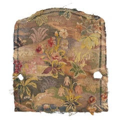 Jolie tapisserie jacquard française ancienne de style Aubusson, chaise ou housse de coussin
