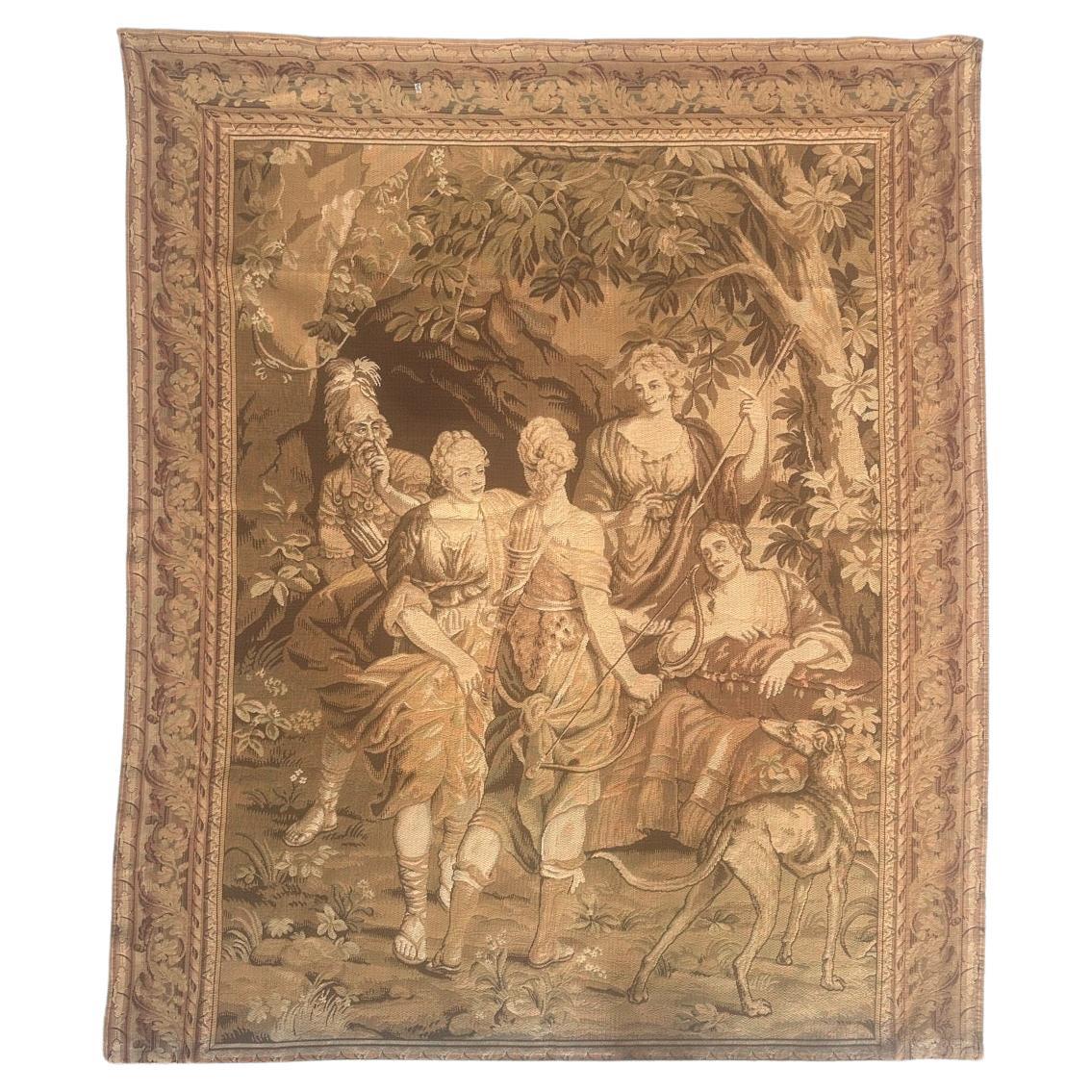 Pretty antique French Aubusson style Jacquard Tapestry. For Sale