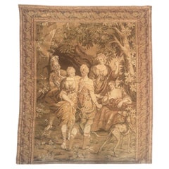 Pretty antique French Aubusson style Jacquard Tapestry.