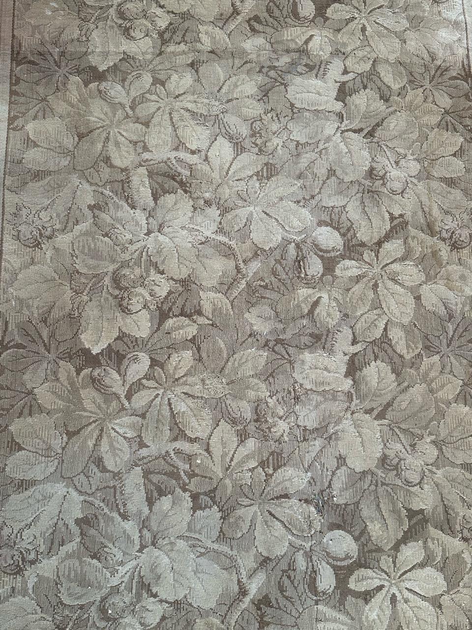 pretty Antique French Aubusson style Jacquard tapestry, « Gazelle in the woods » 10
