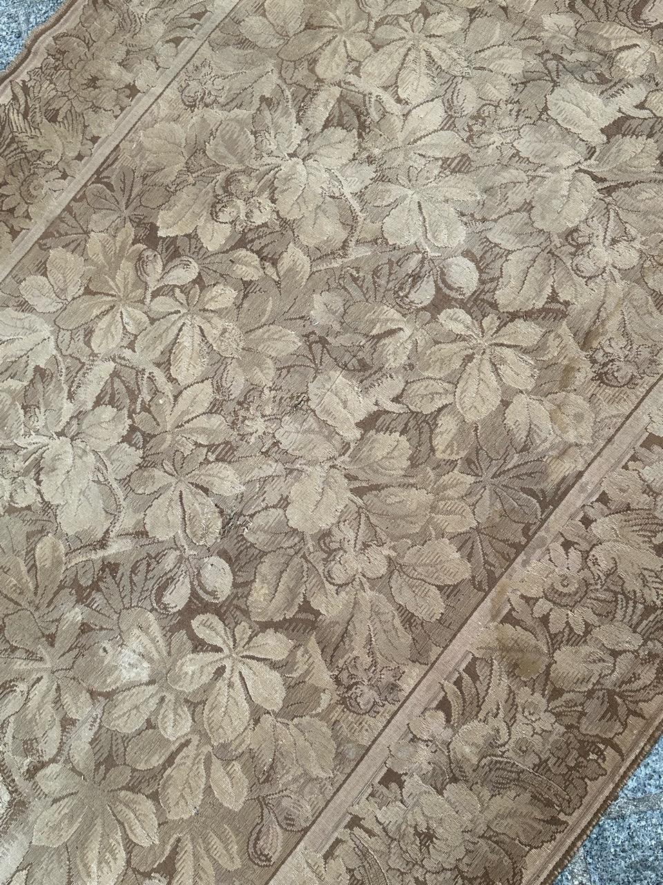 Wool pretty Antique French Aubusson style Jacquard tapestry, « Gazelle in the woods »