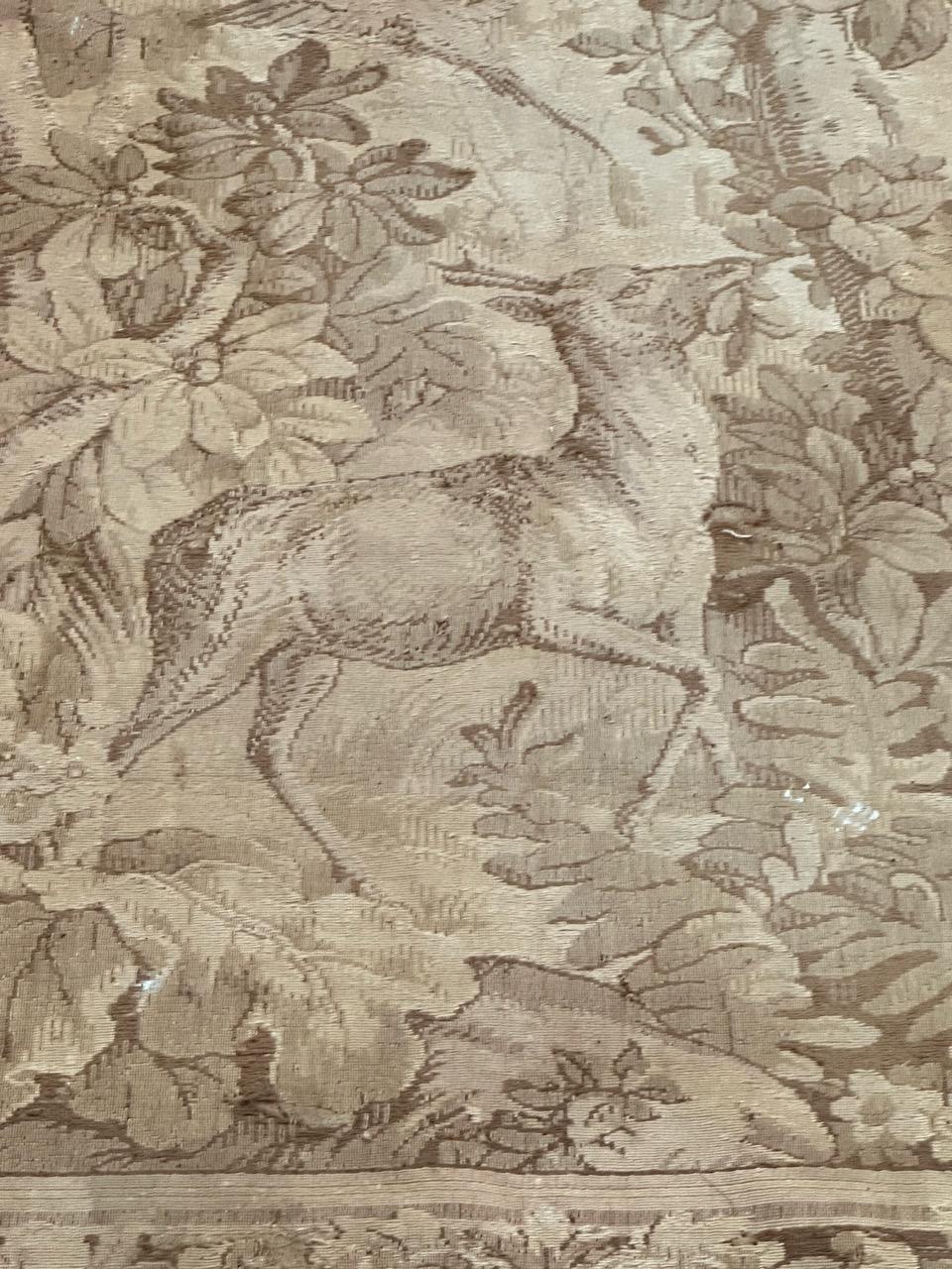 pretty Antique French Aubusson style Jacquard tapestry, « Gazelle in the woods » 3