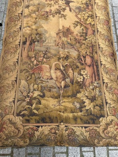 Pretty antique French Aubusson Style Jacquard Tapestry panel "birds"