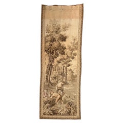 Pretty antique French Aubusson Style Jacquard Tapestry panel "fishermen"