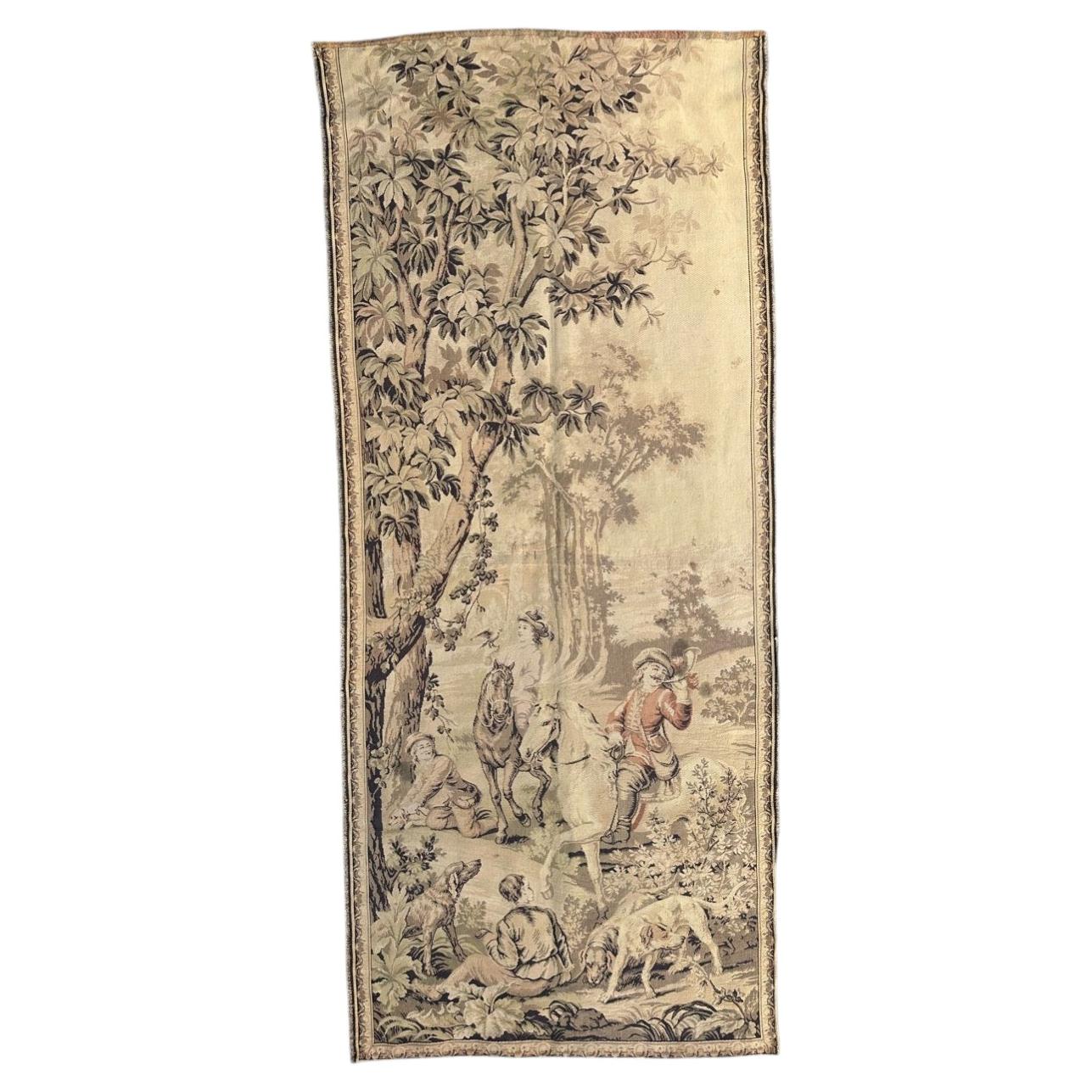 Joli panneau ancien de tapisserie Jacquard de style Aubusson French