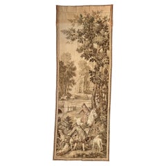 Pretty antique French Aubusson Style Jacquard Tapestry panel "hunting"