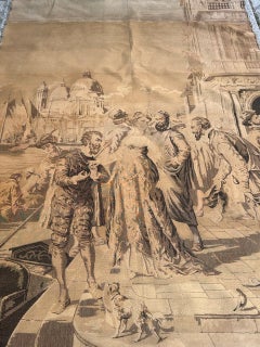 Pretty antique French Aubusson Style Jacquard Tapestry "Venice"