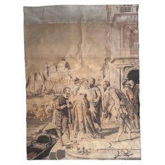 Pretty antique French Aubusson Style Jacquard Tapestry "Venice"