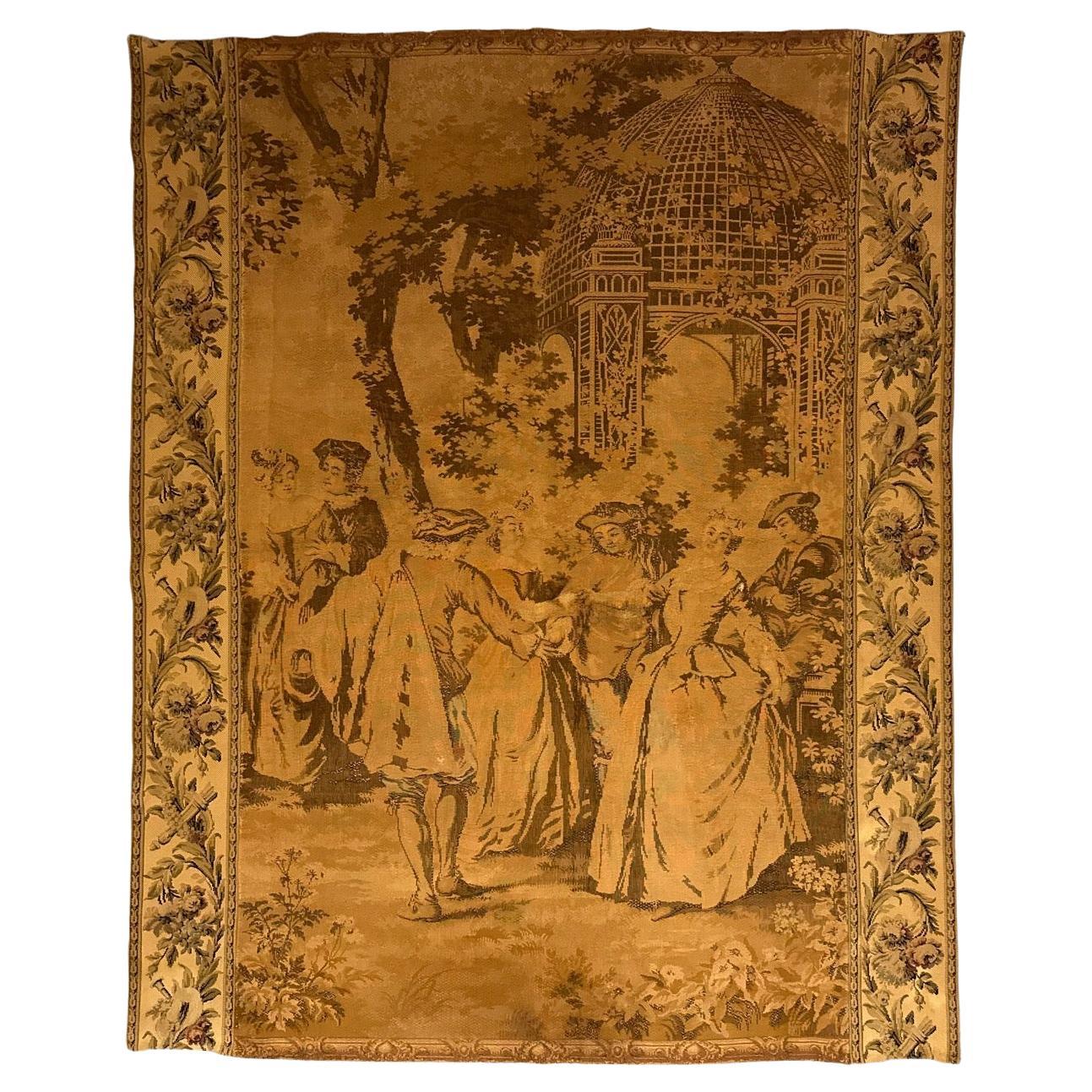 Bobyrug's Pretty Antique French Aubusson Style Jaquar Tapestry (Tapisserie ancienne française de style Aubusson)