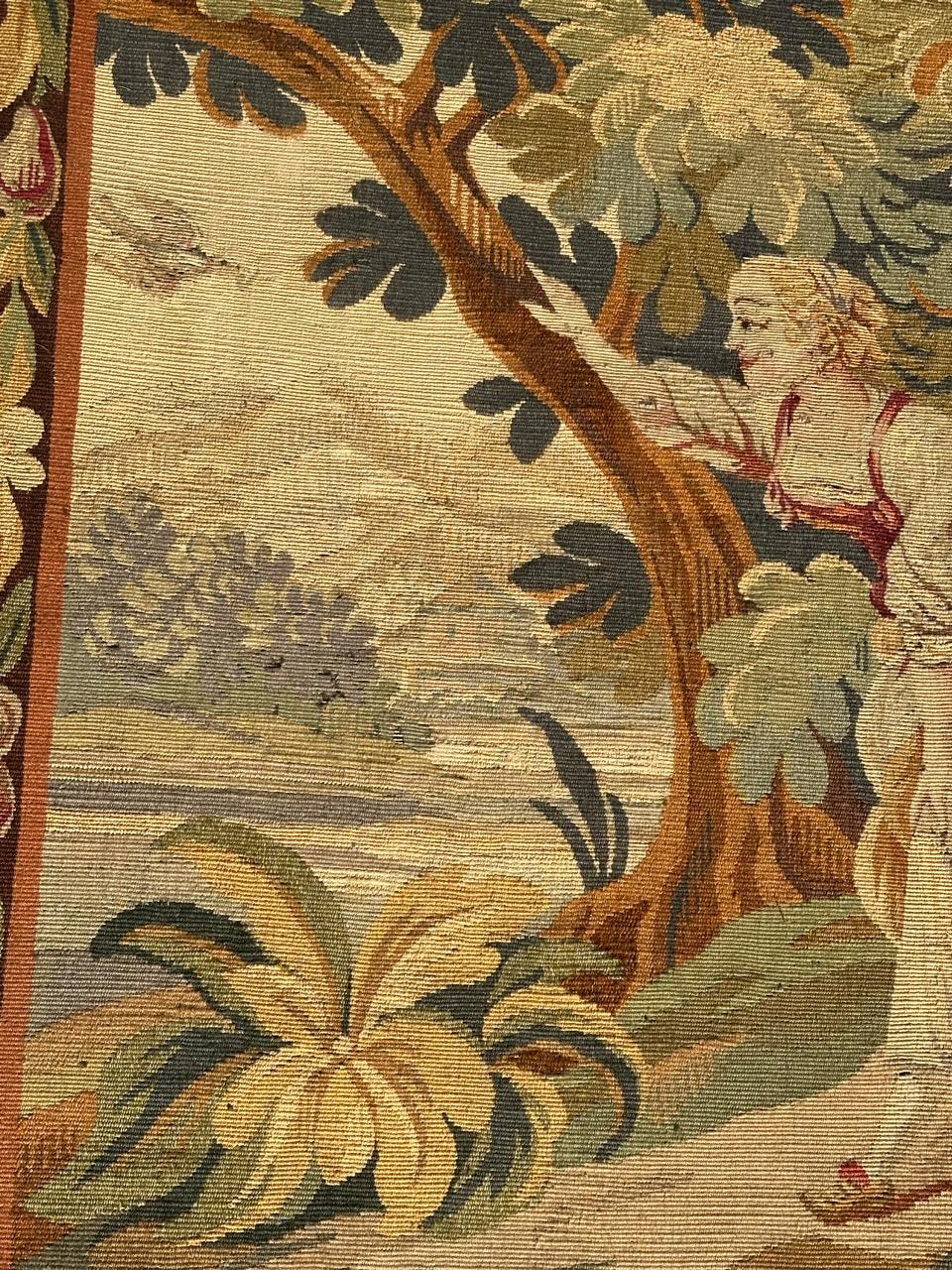 Bonito tapiz francés antiguo de Aubusson Lana en venta