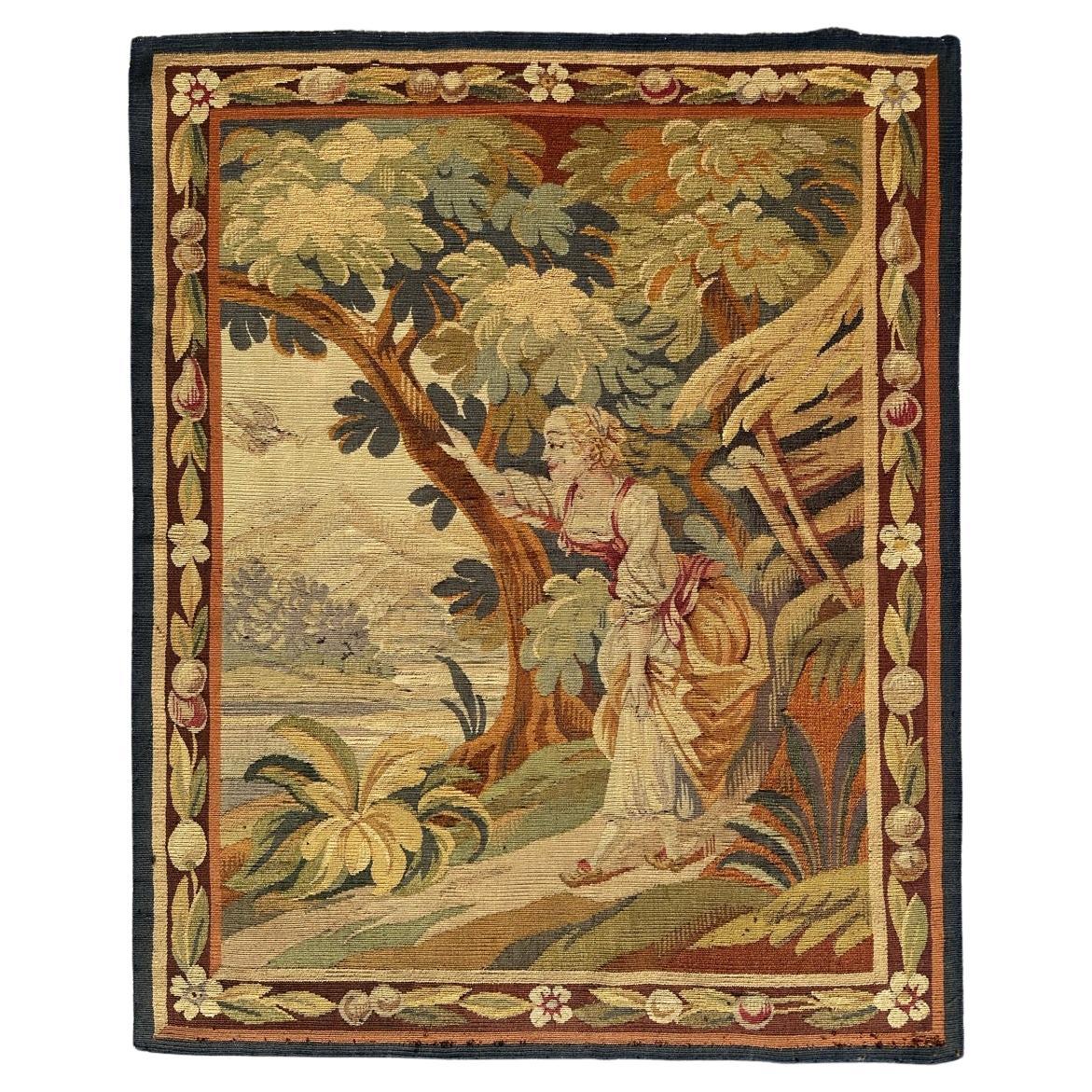 Pretty antique french Aubusson tapestry
