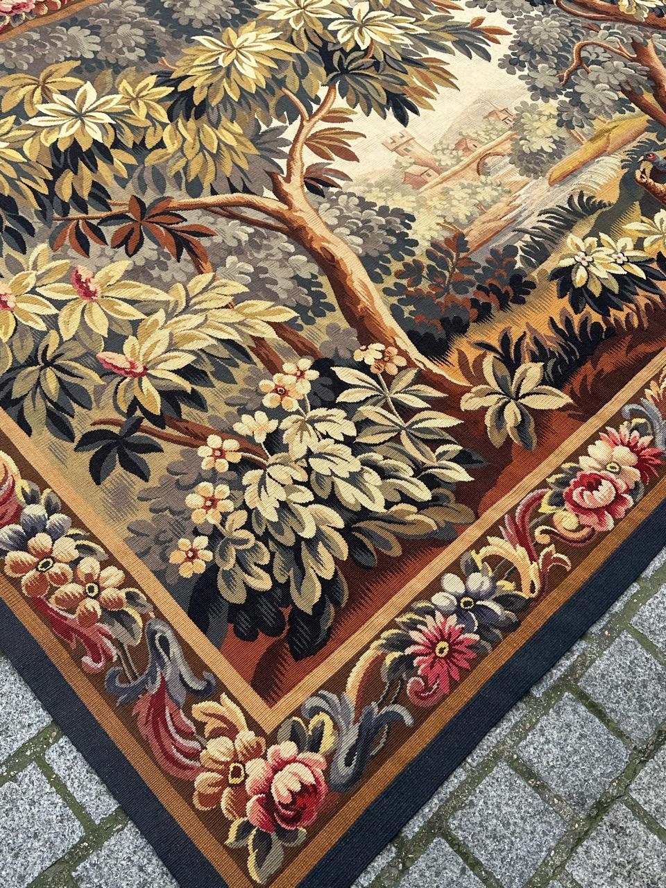 Bonito tapiz francés antiguo de Aubusson 