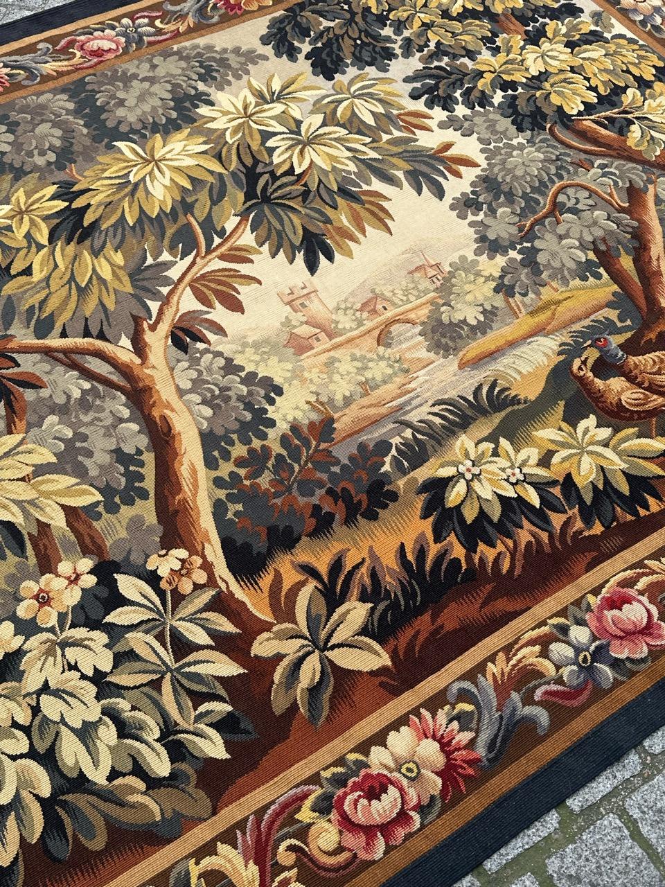 Bonito tapiz francés antiguo de Aubusson 