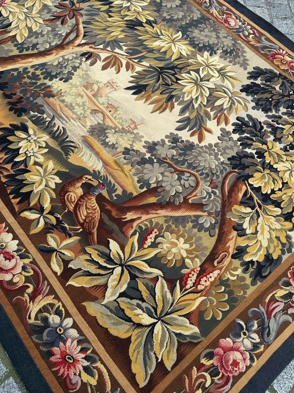 Bonito tapiz francés antiguo de Aubusson 