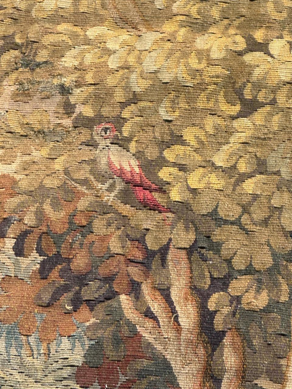 Lana Grazioso arazzo Aubusson francese antico, tessuto a mano, 