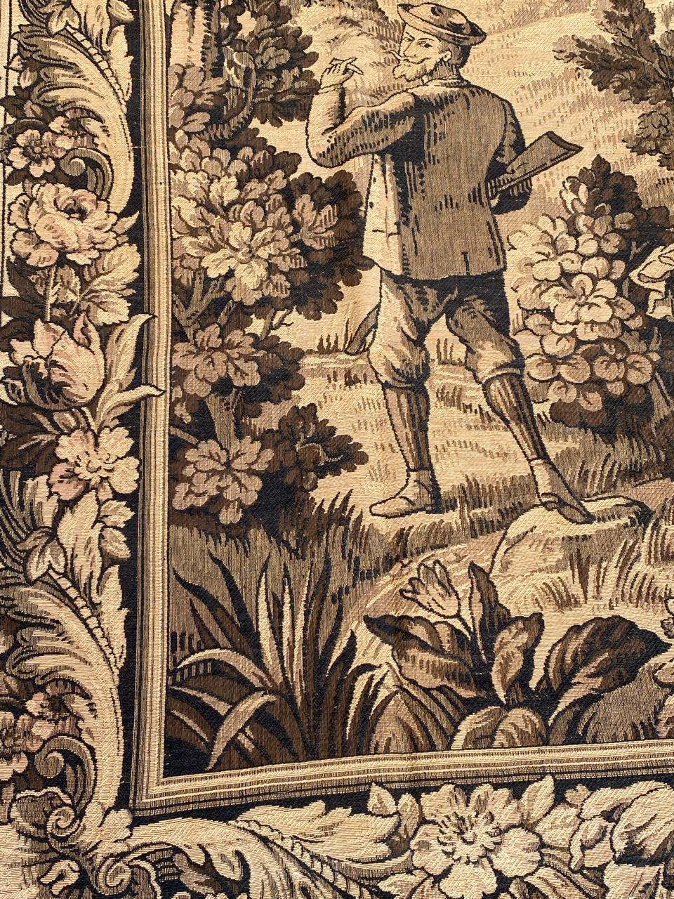 Bobyrugs hübscher antiker französischer Wandteppich Jaquar (Aubusson) im Angebot