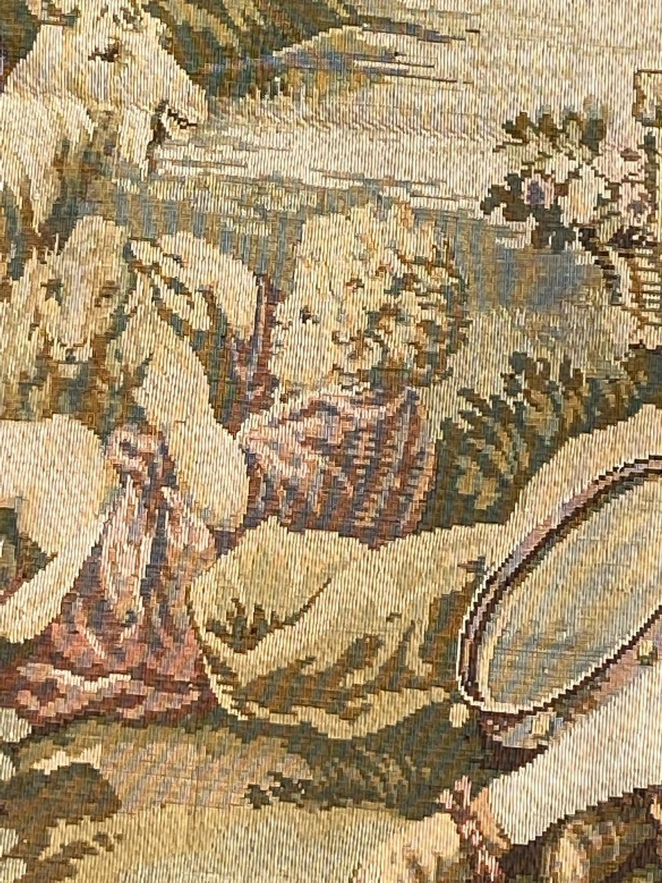 Machine-Made Bobyrug’s Pretty Antique French Jaquar Tapestry For Sale