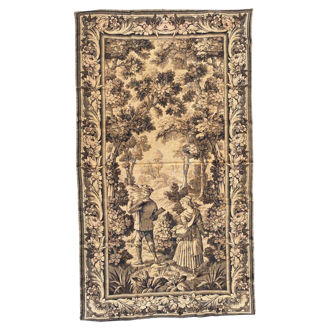 Bobyrug’s Pretty Antique French Jaquar Tapestry For Sale