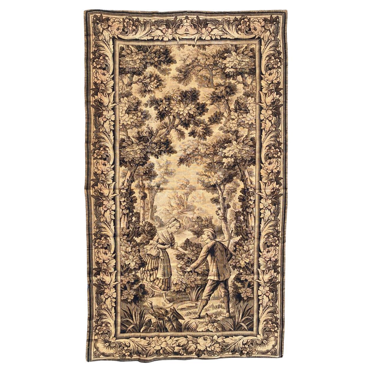Bobyrug’s Pretty Antique French Jaquar Tapestry For Sale