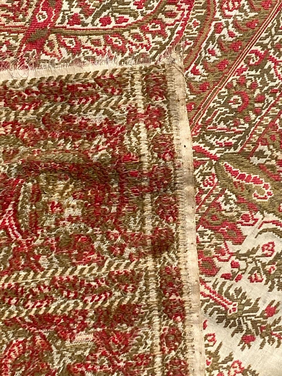 Pretty Antique French Kashmir Square Shawl For Sale 6