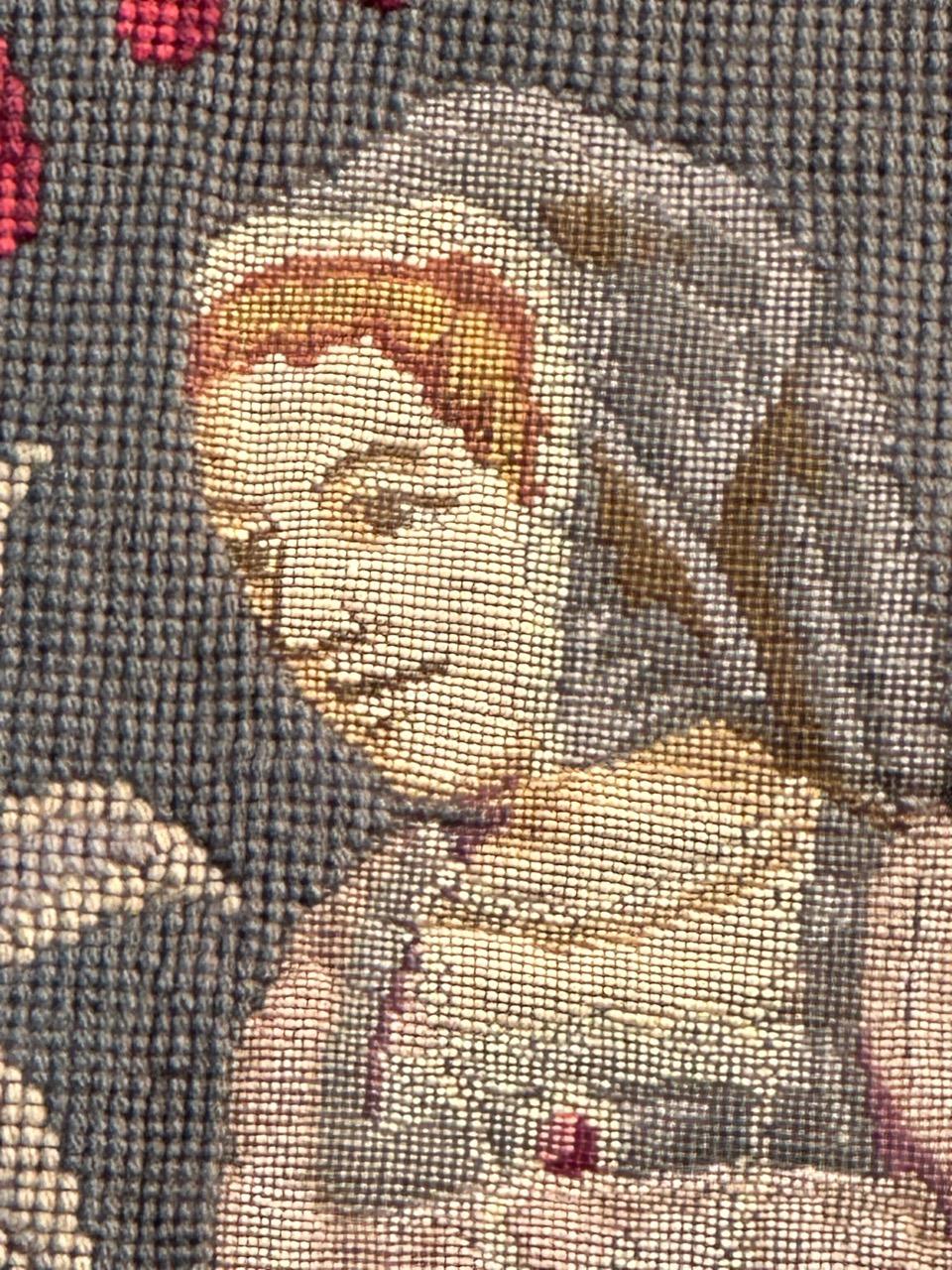 bonito tapiz jacquard de diseño medieval francés antiguo estilo Aubusson en venta 11