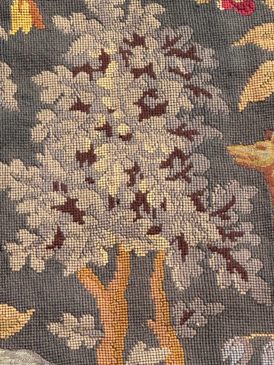 bonito tapiz jacquard de diseño medieval francés antiguo estilo Aubusson en Bueno estado para la venta en Saint Ouen, FR