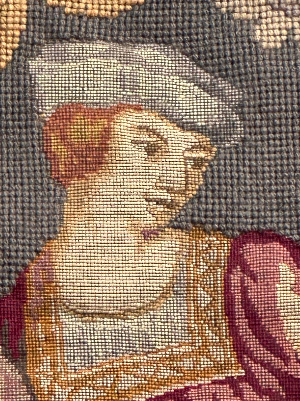 bonito tapiz jacquard de diseño medieval francés antiguo estilo Aubusson Lana en venta