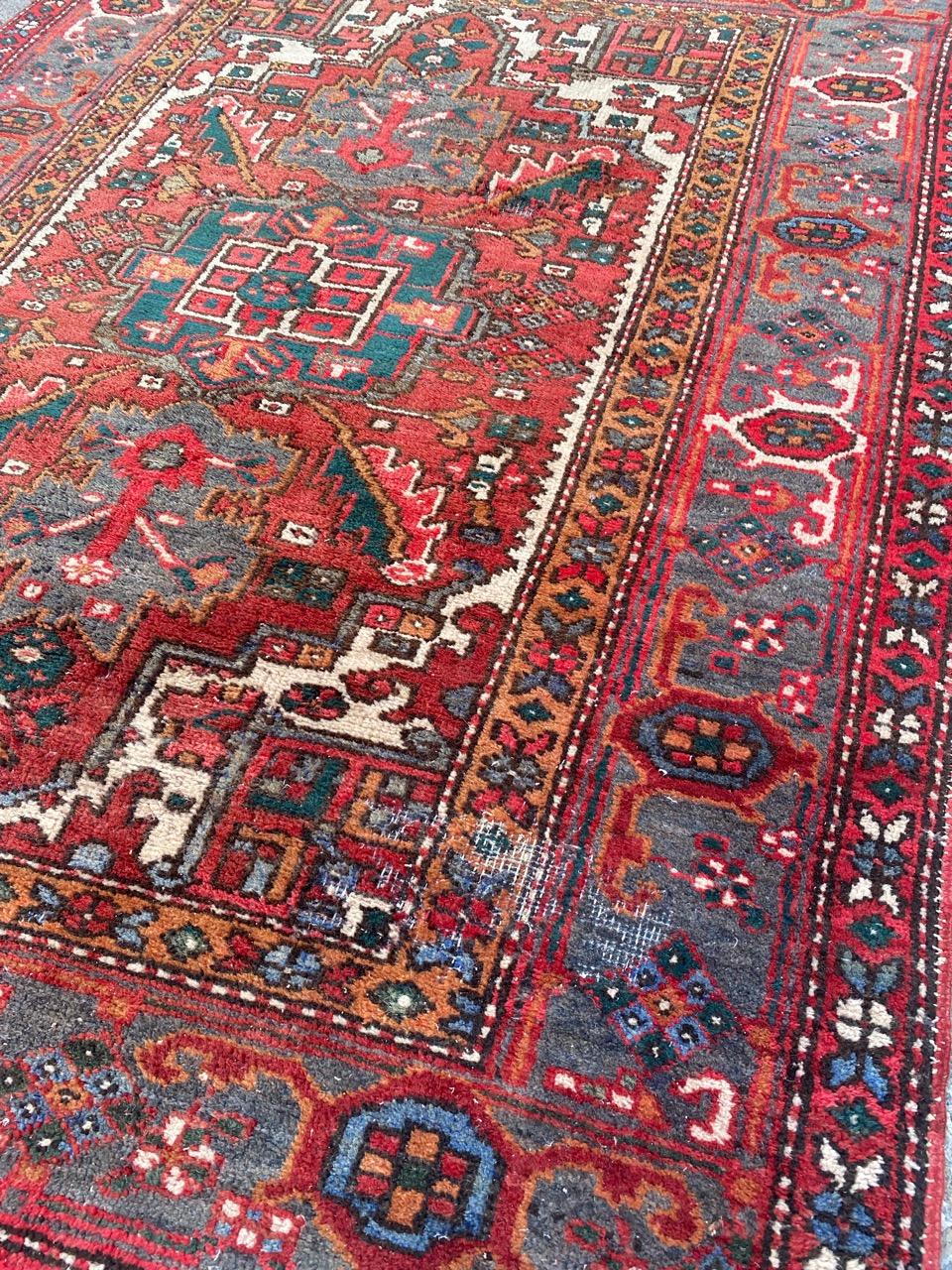 Hand-Knotted Pretty Antique Heriz Rug