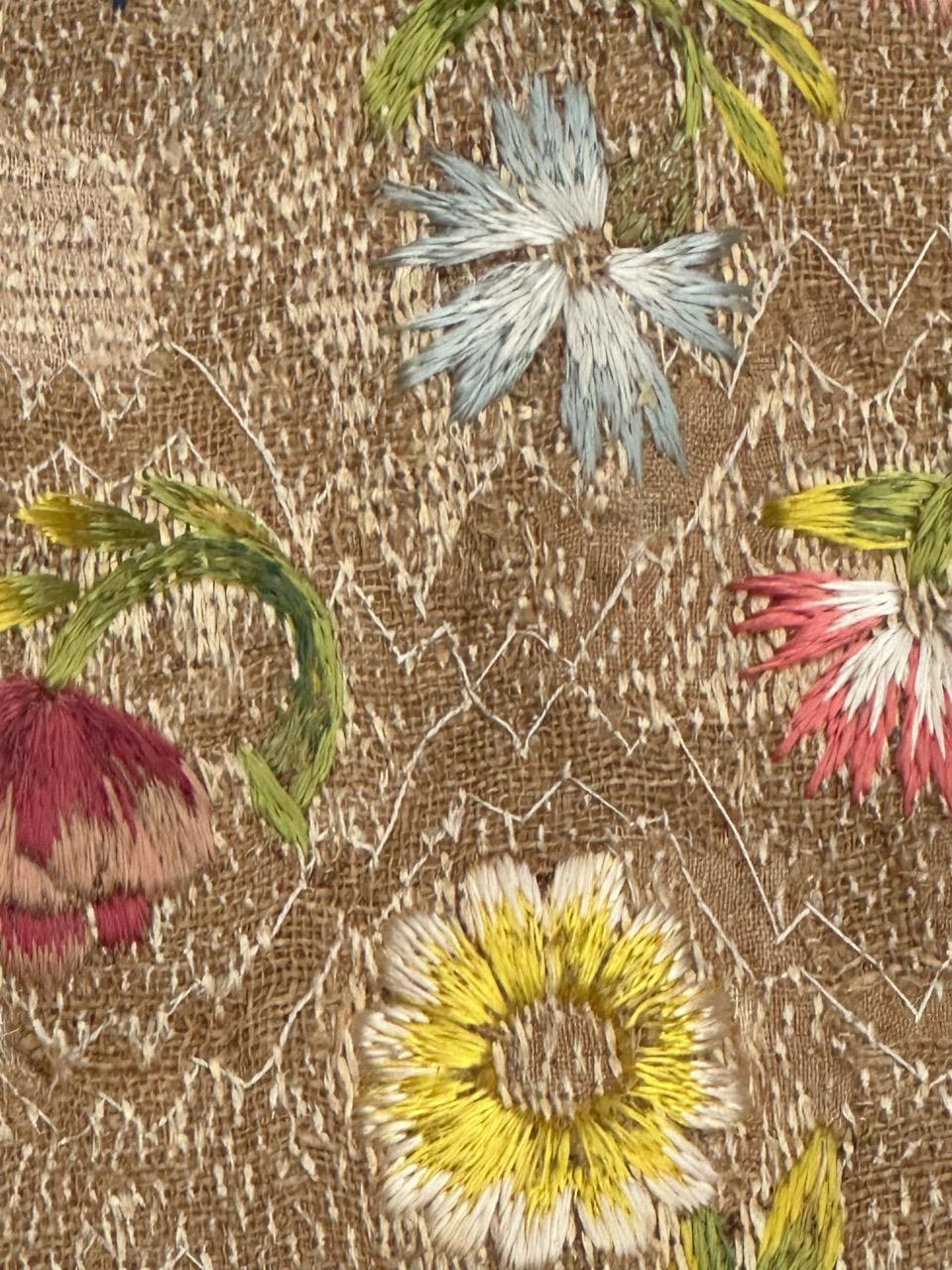 19th Century Pretty antique Hungarian embroidery tissue For Sale