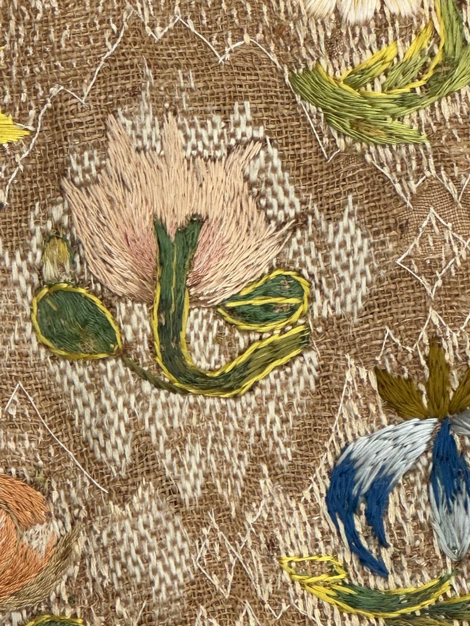 Silk Pretty antique Hungarian embroidery tissue For Sale