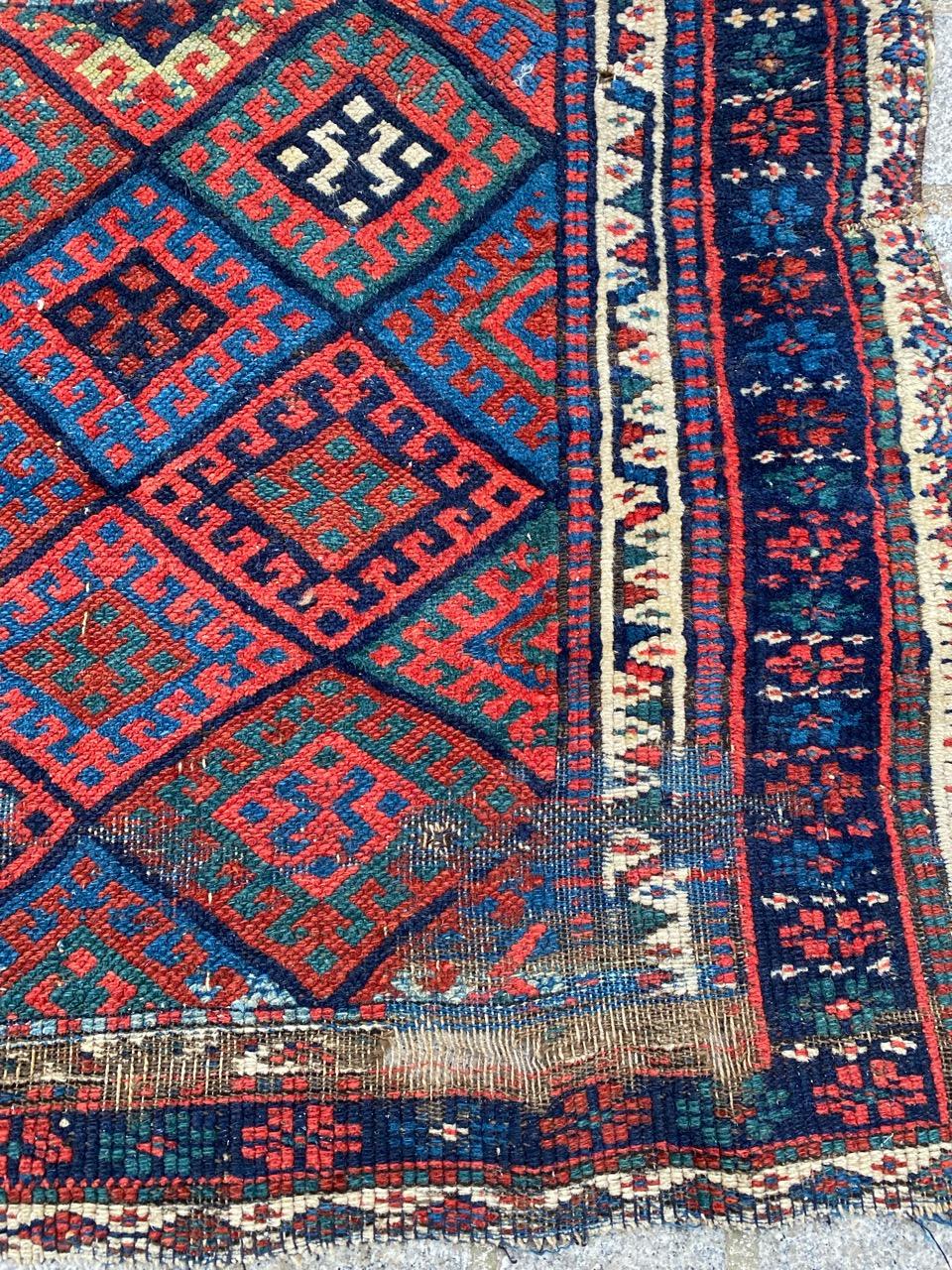 Hand-Knotted Pretty Antique Kurdish Tribal Rug