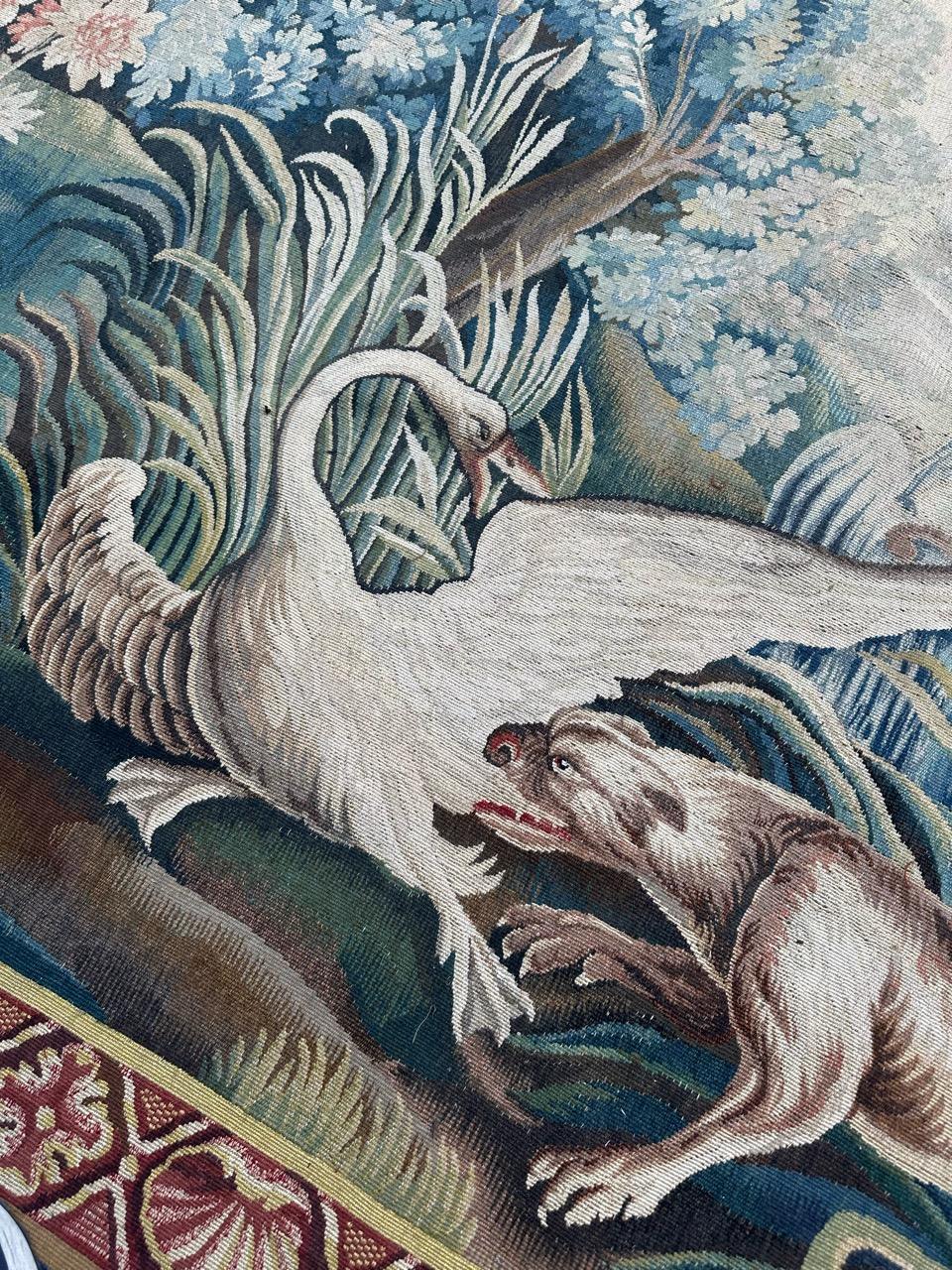 Jolie tapisserie ancienne d'Aubusson tissée à la main 