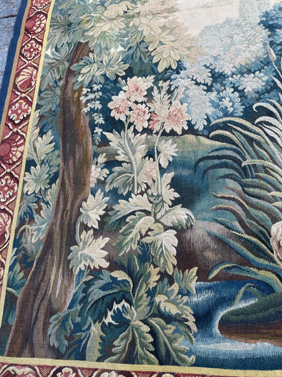 Jolie tapisserie ancienne d'Aubusson tissée à la main 