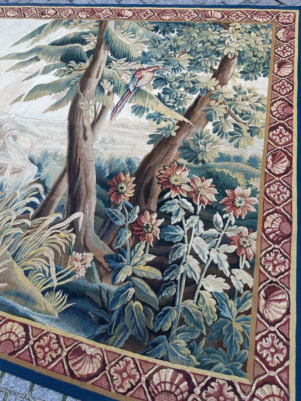 Jolie tapisserie ancienne d'Aubusson tissée à la main 