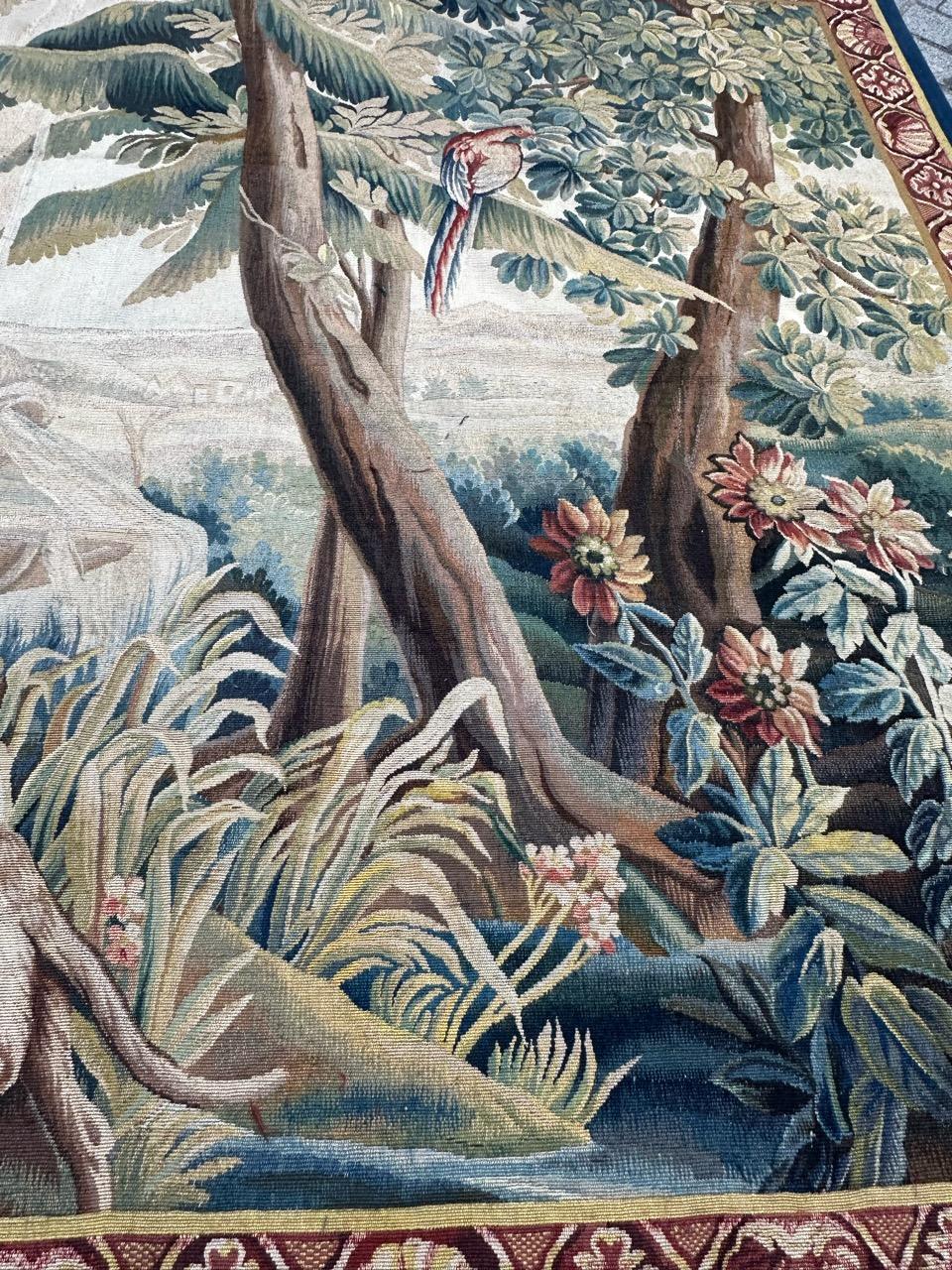 Jolie tapisserie ancienne d'Aubusson tissée à la main 
