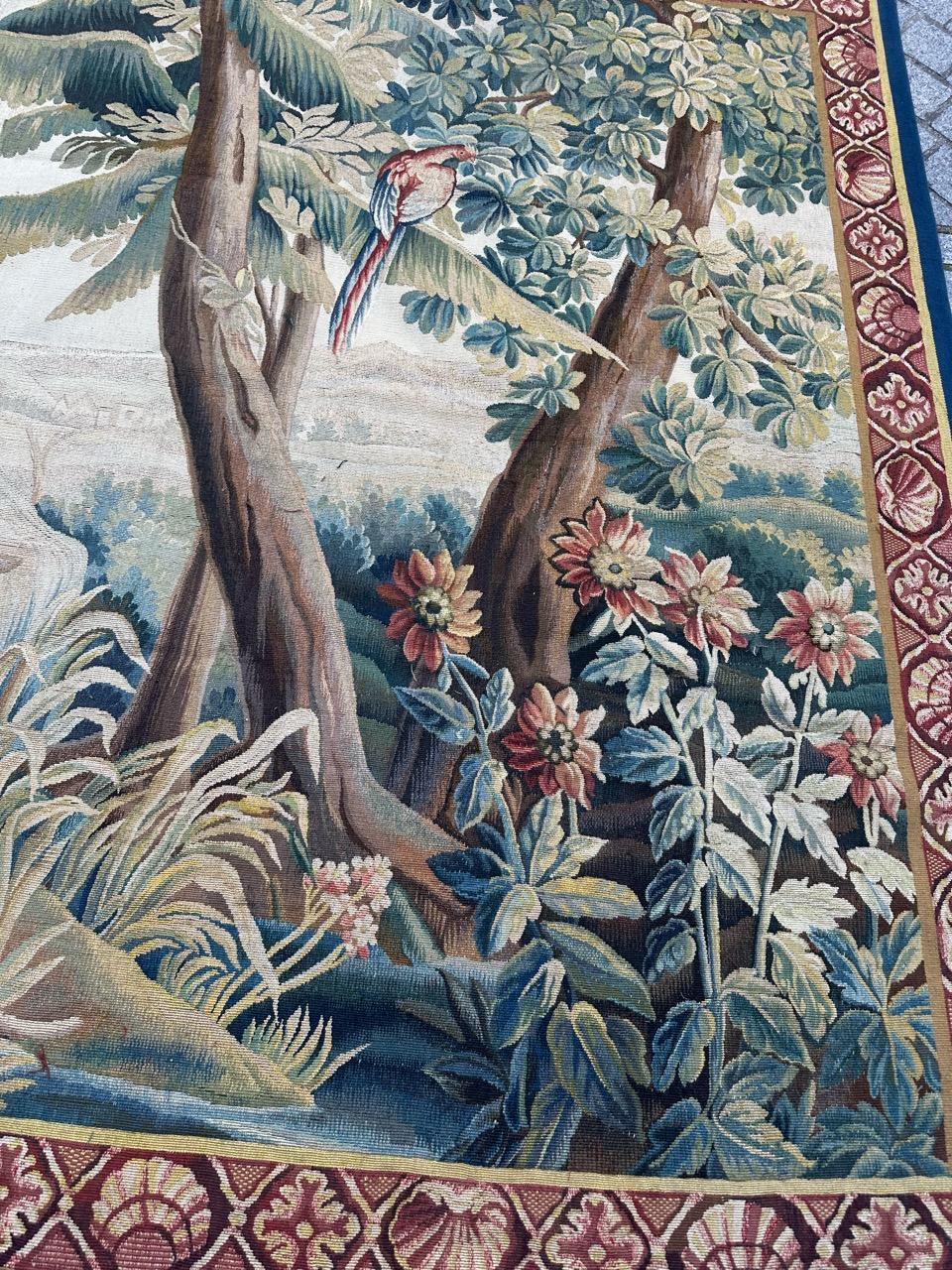 Jolie tapisserie ancienne d'Aubusson tissée à la main 