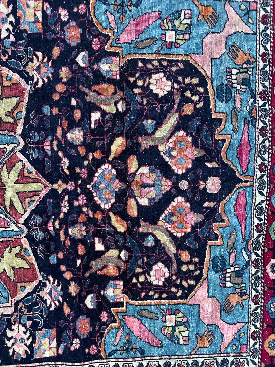 Hand-Knotted Bobyrug’s Pretty antique najaf Abad rug  For Sale