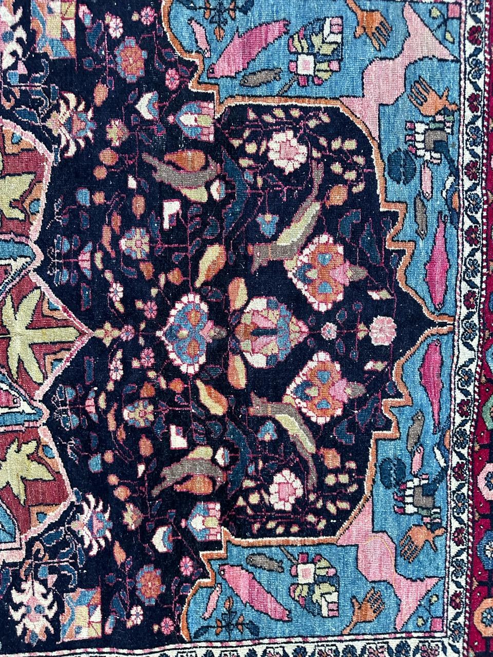 Hand-Knotted Bobyrug’s Pretty antique najaf Abad rug For Sale
