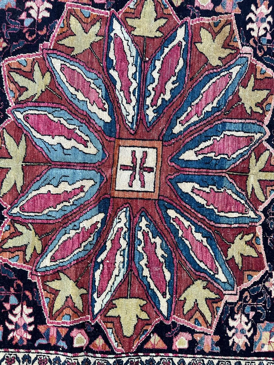 Wool Bobyrug’s Pretty antique najaf Abad rug For Sale