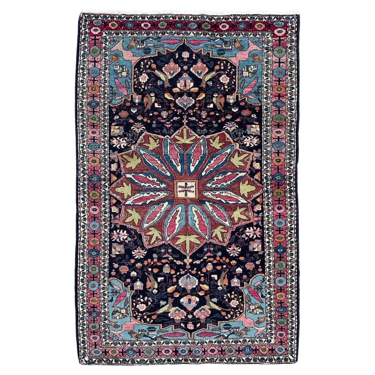 Bobyrug’s Pretty antique najaf Abad rug  For Sale