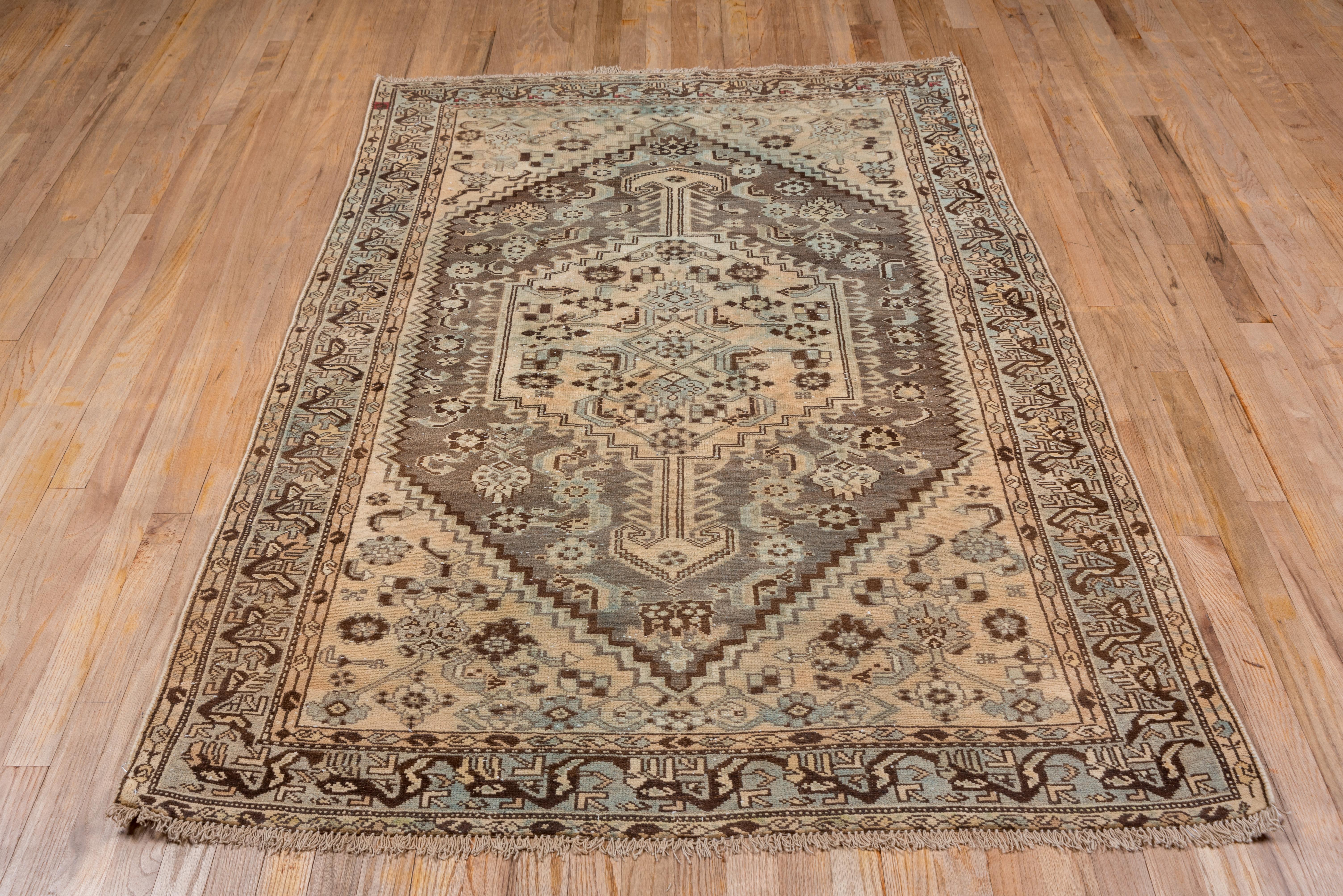Tribal Pretty Antique Persian Shiraz Scatter Rug with Earth Tones, circa 1930s For Sale