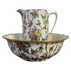 Pretty Antique porcelain jug and bowl set