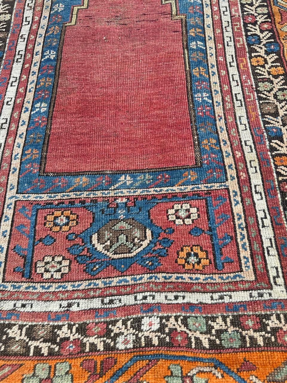 Pretty antique prayer Turkish rug For Sale 7