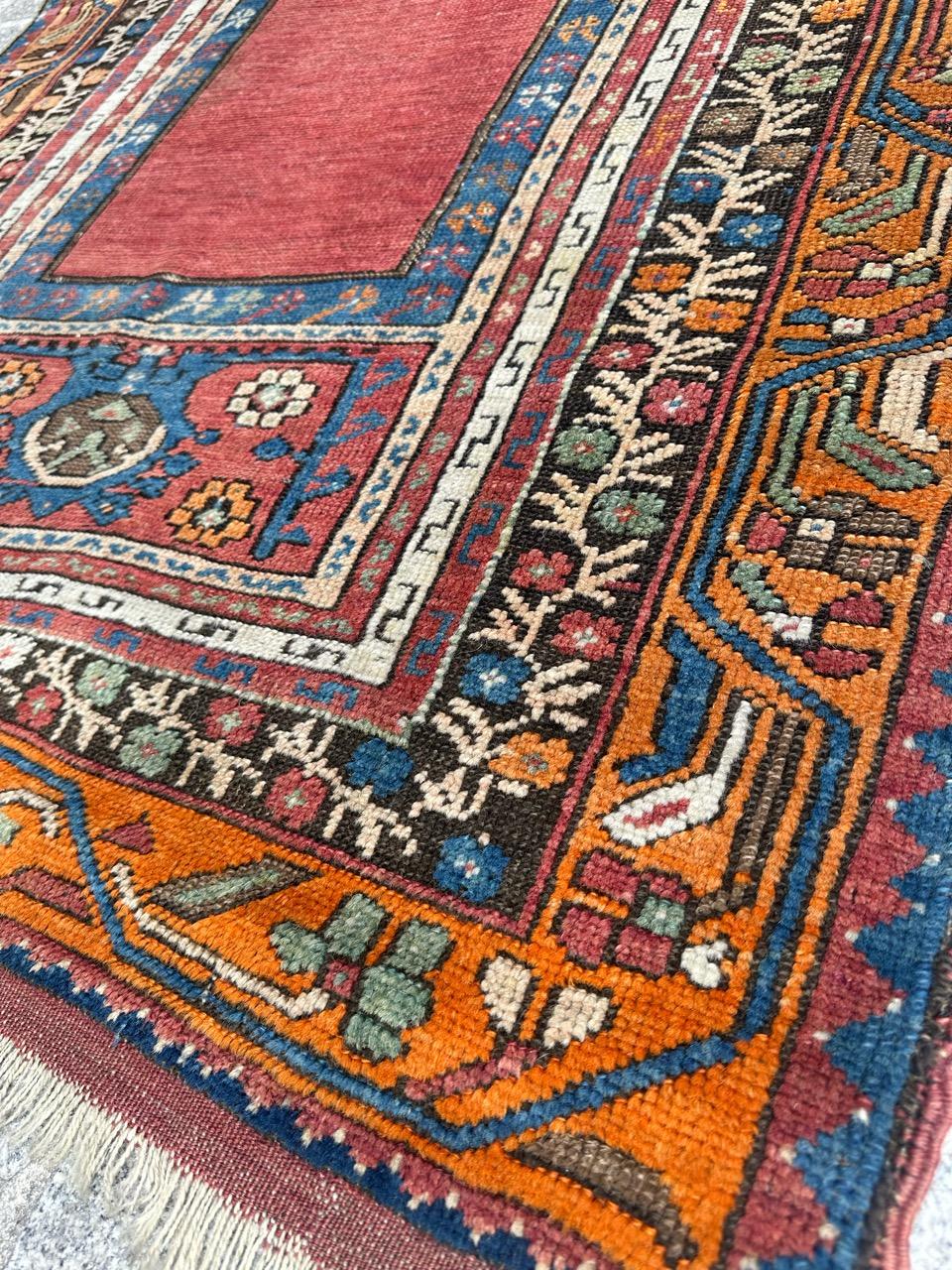 Pretty antique prayer Turkish rug For Sale 11