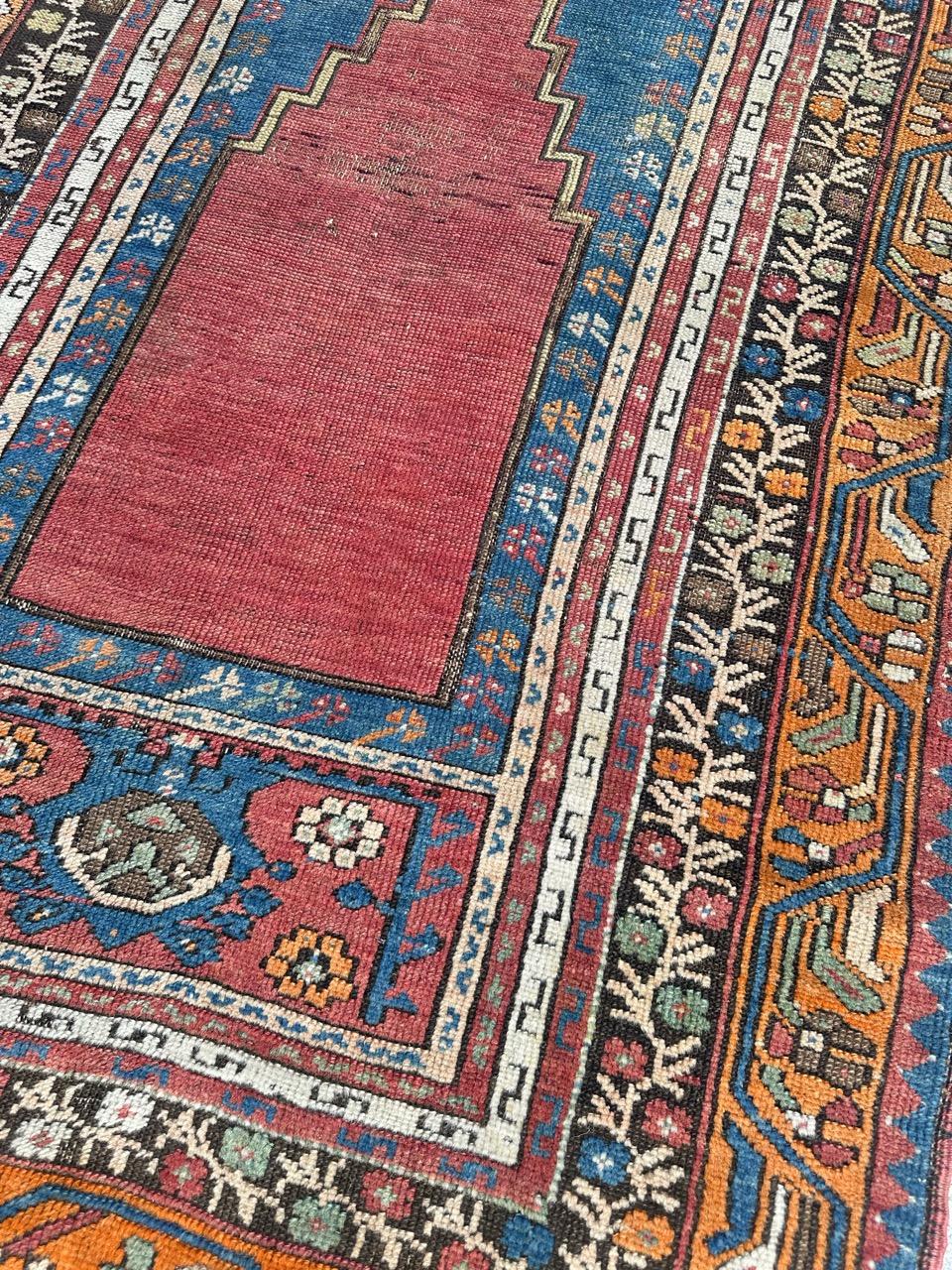 Pretty antique prayer Turkish rug For Sale 12