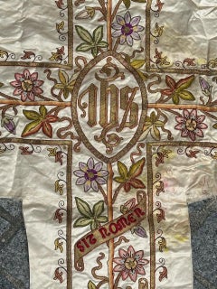 Pretty antique religious embroidery tissue