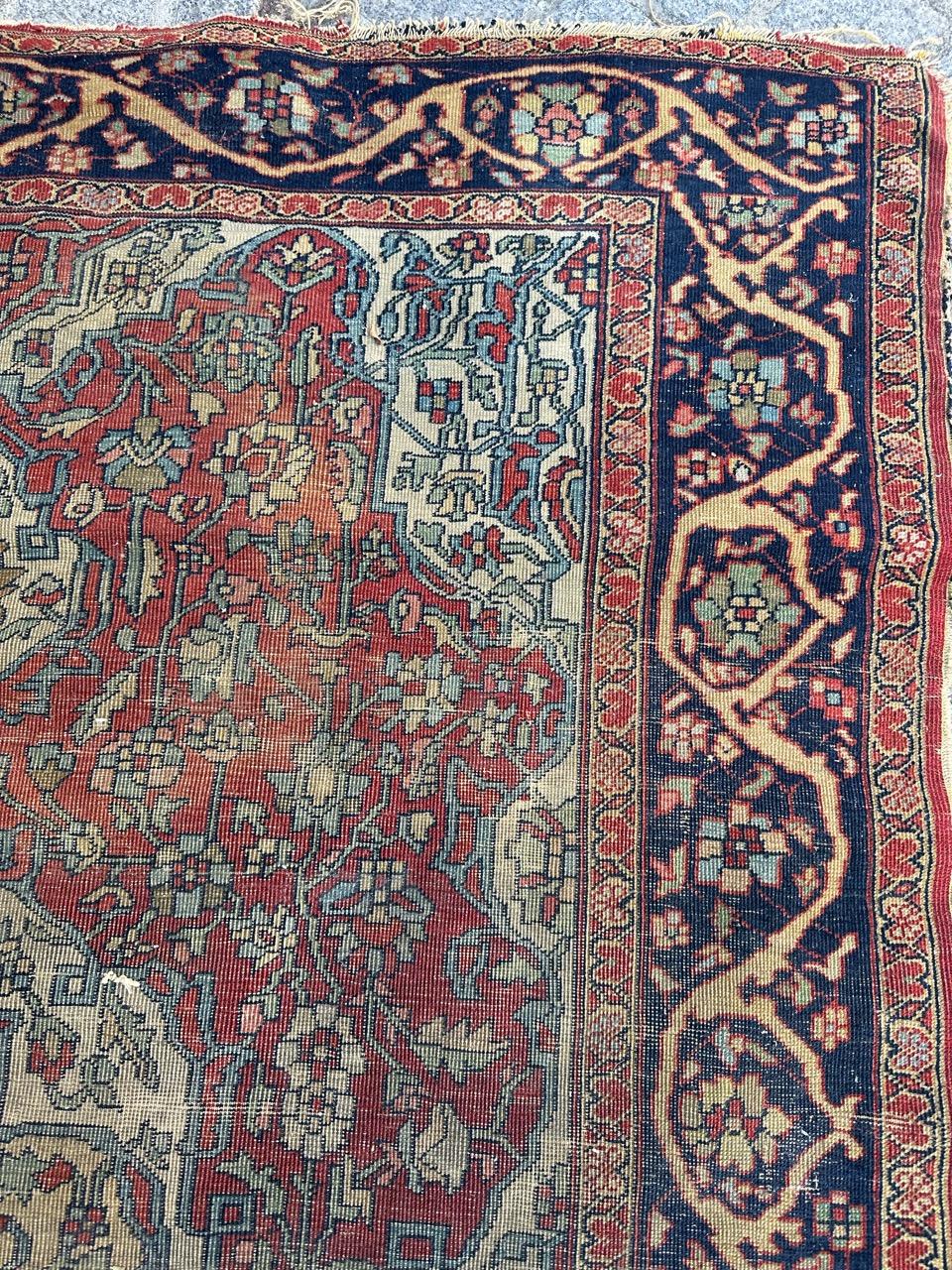 Bobyrug’s Pretty antique Sarouk ferahan rug  For Sale 1