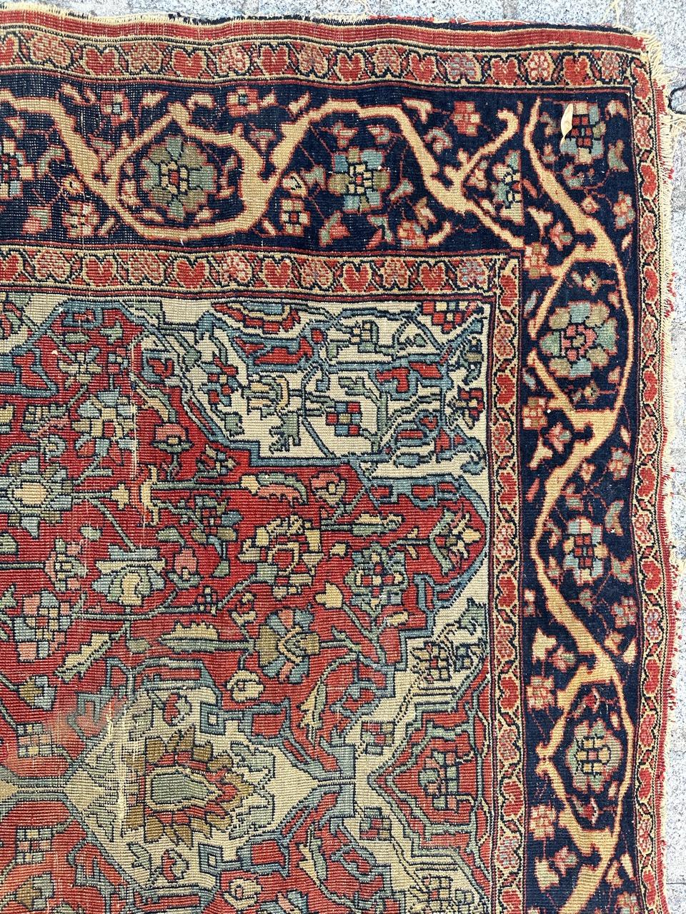 Bobyrug’s Pretty antique Sarouk ferahan rug  For Sale 2
