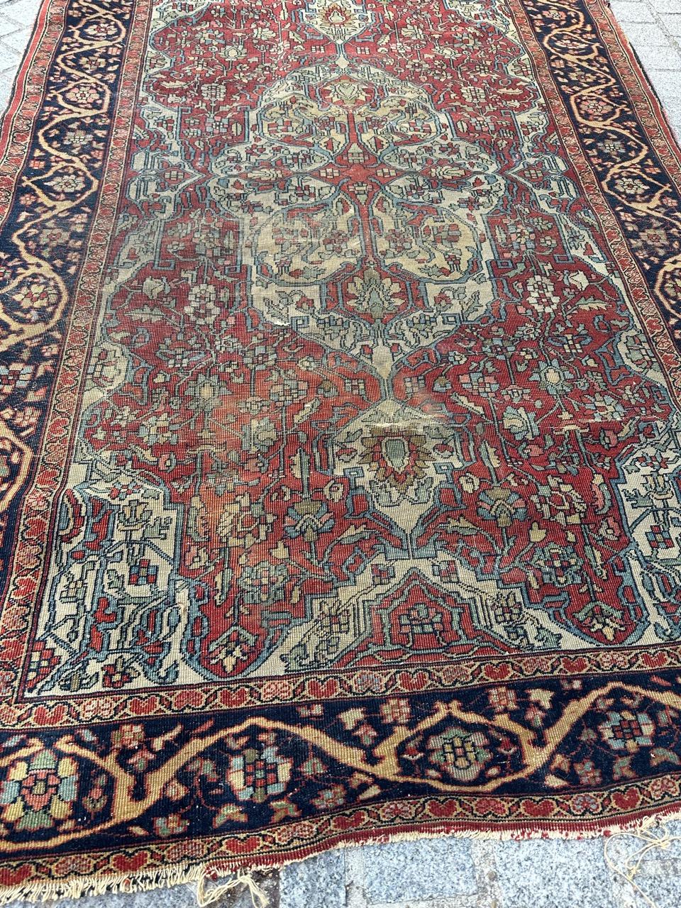 Bobyrug’s Pretty antique Sarouk ferahan rug  For Sale 4